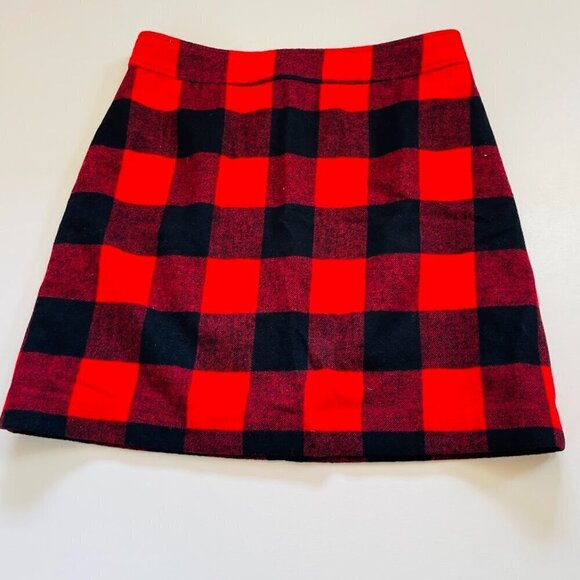 NWT J. Crew Skirt Buffalo Plaid Red Black Wool A Line Holiday Knit Sweater Boot - Picture 3 of 10